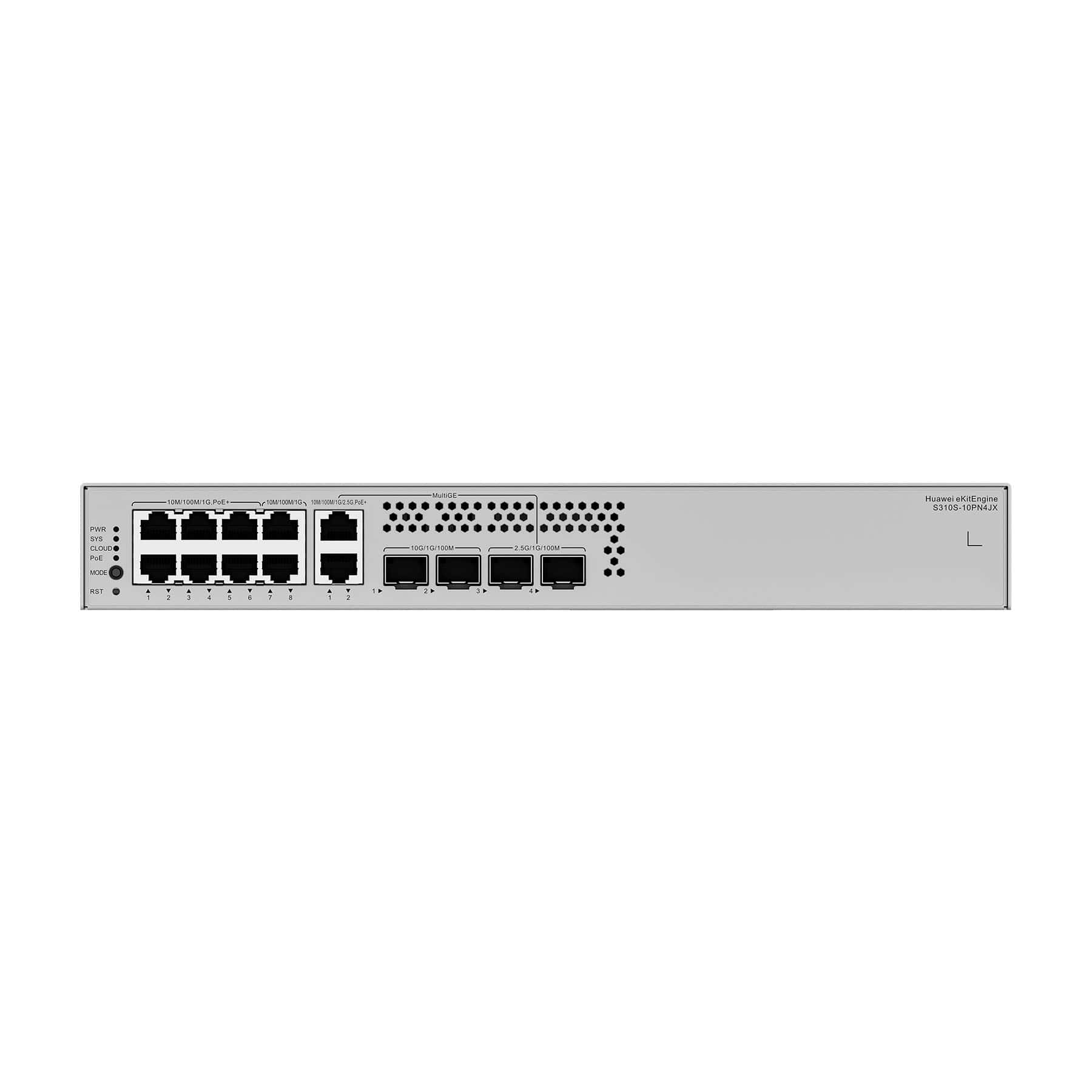 Huawei S310S-10PN4JX Layer 2+ Managed Switch, 8×10/100/1000BASE-T ports (6xPoE+), 2×2.5 GE, 2×10 GE SFP+, Warranty 3Yrs 4 Huawei S310S-10PN4JX Switch eg-tech