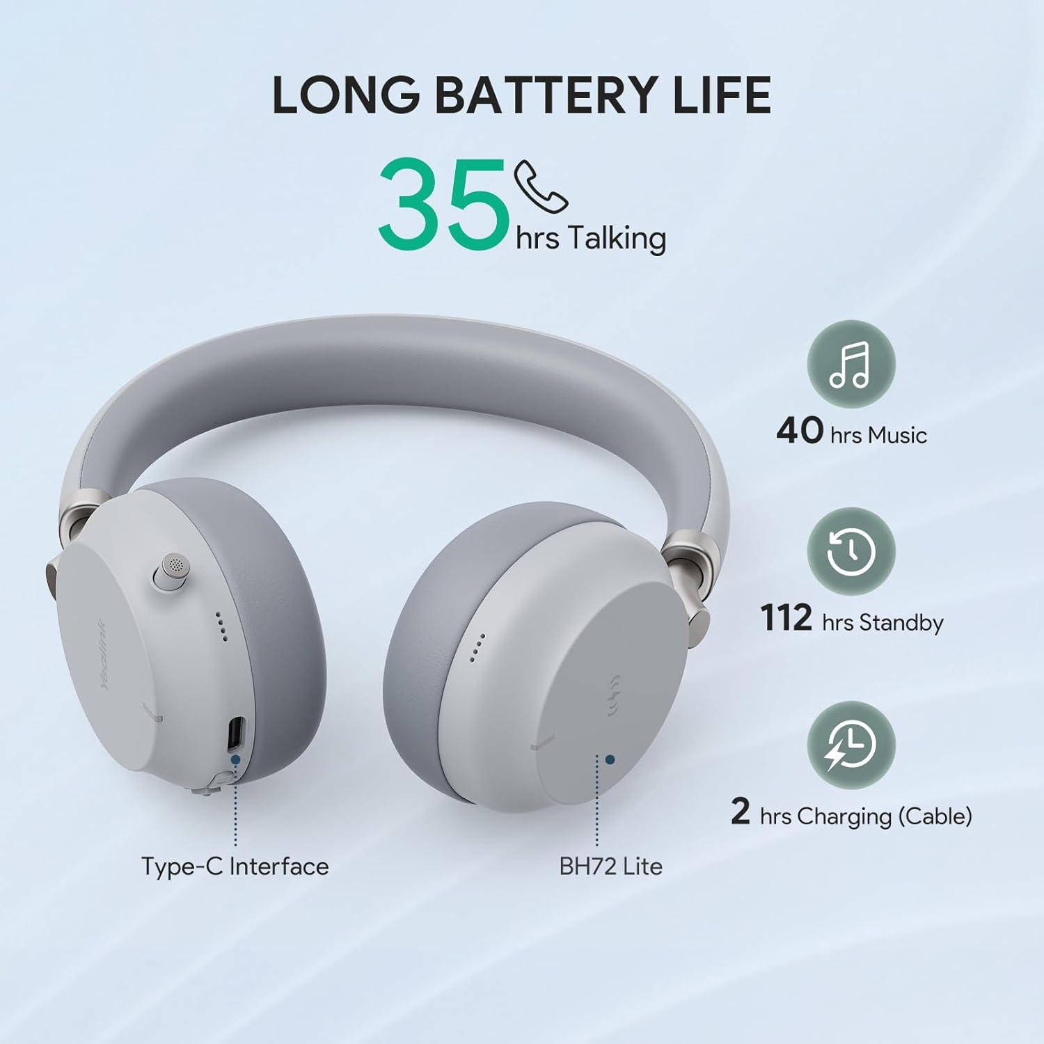 Yealink BH72 Lite Bluetooth Teams Light Gray USB-A 6 Yealink BH72 Lite Bluetooth Teams Light Gray USB-A
