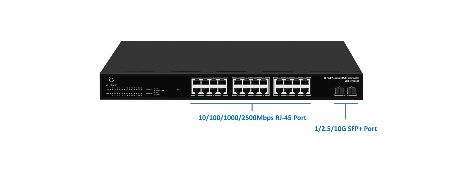 WEB-2TX2402: 2.5Gbps Base-T Web Smart Multi Gigabit Switch