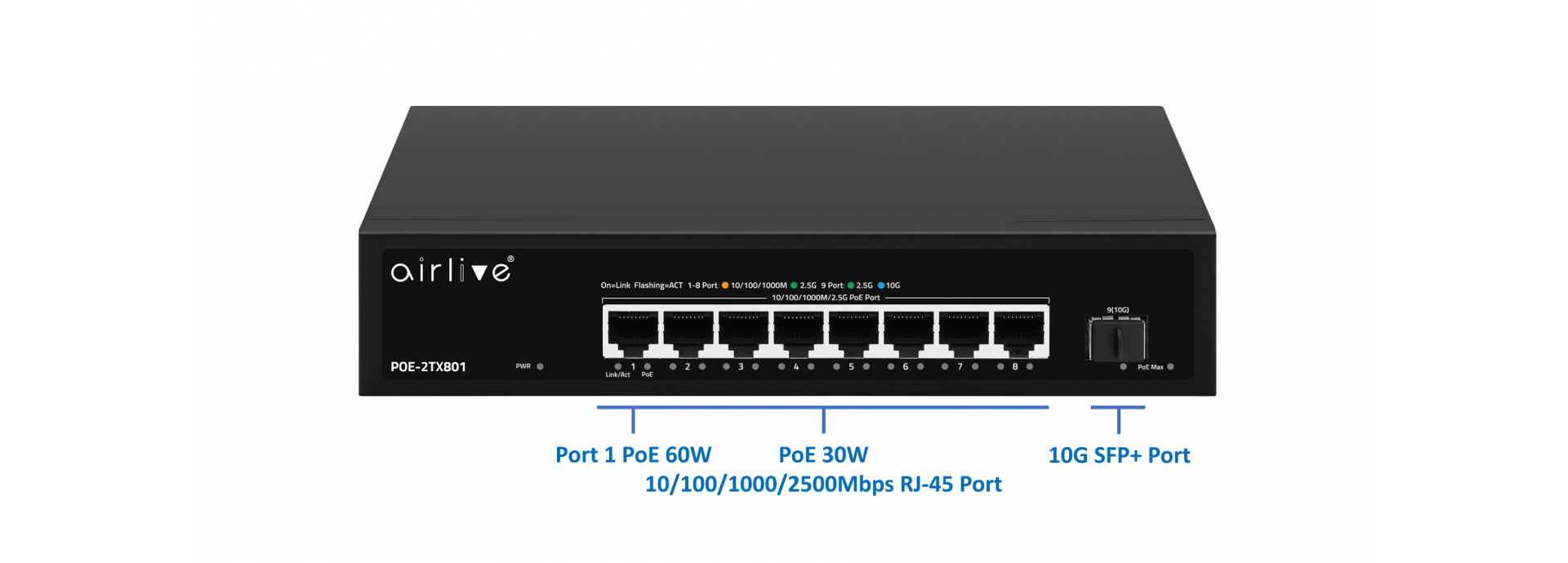 AirLive Multi-Giga switch POE-2TX801-150